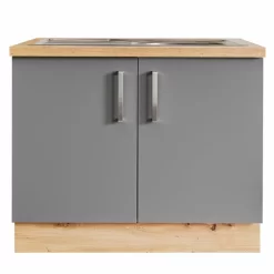 Spülenunterschrank DARIA - Schiefergrau - Artisan Eiche - 100 Cm