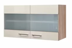 Glas-Hängeschrank NEPAL - Kaschmir Glanz-Sonoma Eiche - 100 Cm