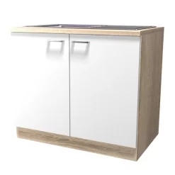 Spülenunterschrank SAMOA - Weiß-Sonoma Eiche - Mit Spüle - 100 Cm