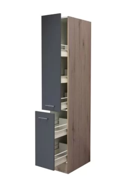 Apothekerschrank MORENA - San Remo Eiche - Basaltgrau Matt