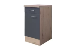 Unterschrank MORENA - San Remo Eiche - Basaltgrau Matt - 40 Cm
