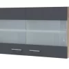 Glas-Hängeschrank MORENA - San Remo Eiche - Basaltgrau Matt - 100 Cm