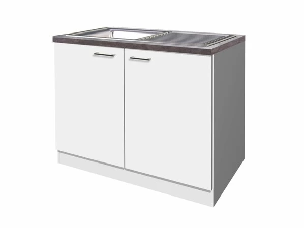 Spülenunterschrank LUCCA - Weiß - Caledonia - Mit Spüle - 100 Cm 1 Spülenunterschrank LUCCA - Weiß - Caledonia - Mit Spüle - 100 Cm