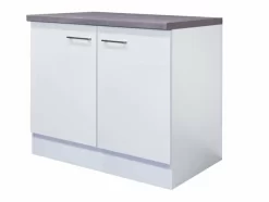 Spülenunterschrank ELEA - Weiß-Beton - 100 Cm Breit