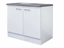 Spülenunterschrank ELEA - Weiß-Beton - Mit Spüle - 100 Cm Breit